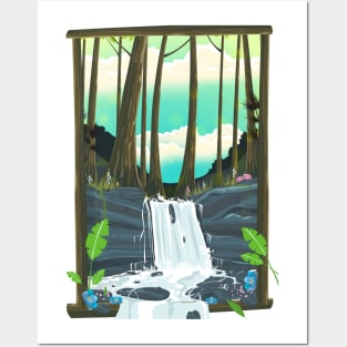 Jungle Waterfall Posters and Art